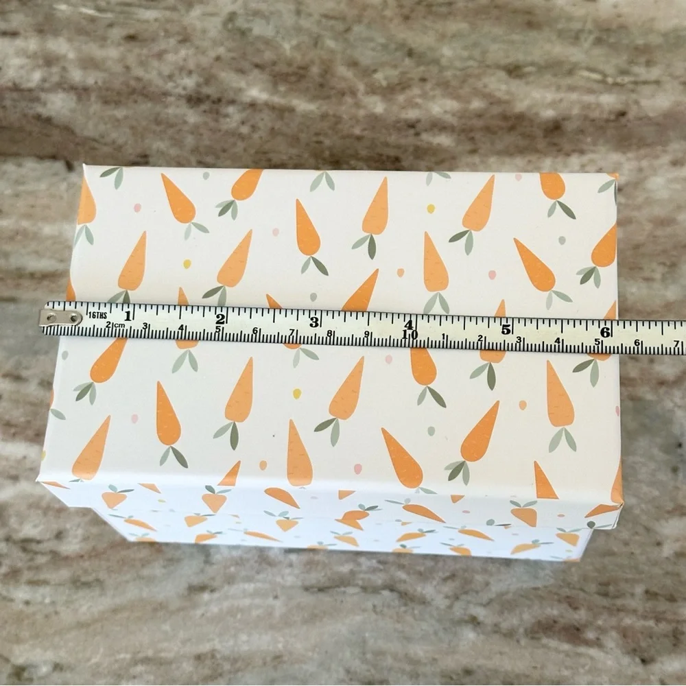 Set of 3 Carrot Print Gift Boxes / Decorative Storage Boxes - Spring Easter